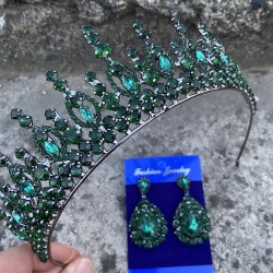 Abrienda Yeşil Gelin Kına Tacı Özel Gün Aksesuar Kadın Taç Ve Damla Mekik Küpe Takımı-ABRİENDA-11 Abrienda Yeşil Gelin Kına Tacı Özel Gün Aksesuar Kadın Taç Ve Damla Mekik Küpe Takımı-ABRİENDA-11