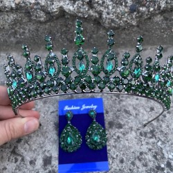 Abrienda Yeşil Gelin Kına Tacı Özel Gün Aksesuar Kadın Taç Ve Damla Mekik Küpe Takımı-ABRİENDA-11 Abrienda Yeşil Gelin Kına Tacı Özel Gün Aksesuar Kadın Taç Ve Damla Mekik Küpe Takımı-ABRİENDA-11