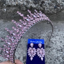 Abrienda Pembe Gelin Kına Tacı Özel Gün Aksesuar Kadın Taç Ve İnce Mekik Küpe Takımı-ABRİENDA-13 Abrienda Pembe Gelin Kına Tacı Özel Gün Aksesuar Kadın Taç Ve İnce Mekik Küpe Takımı-ABRİENDA-13