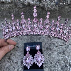 Abrienda Pembe Gelin Kına Tacı Özel Gün Aksesuar Kadın Taç Ve Geniş Mekik Küpe Takımı-ABRİENDA-14 Abrienda Pembe Gelin Kına Tacı Özel Gün Aksesuar Kadın Taç Ve Geniş Mekik Küpe Takımı-ABRİENDA-14