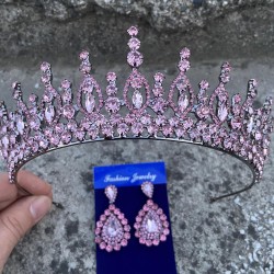 Abrienda Pembe Gelin Kına Tacı Özel Gün Aksesuar Kadın Taç Ve Damla Mekik Küpe Takımı-ABRİENDA-15 Abrienda Pembe Gelin Kına Tacı Özel Gün Aksesuar Kadın Taç Ve Damla Mekik Küpe Takımı-ABRİENDA-15