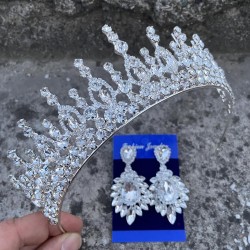 Abrienda Gümüş Gelin Kına Tacı Özel Gün Aksesuar Kadın Taç Ve Geniş Mekik Küpe Takımı-ABRİENDA-18 Abrienda Gümüş Gelin Kına Tacı Özel Gün Aksesuar Kadın Taç Ve Geniş Mekik Küpe Takımı-ABRİENDA-18
