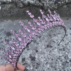 Abrienda Pembe Gelin Kına Tacı Özel Gün Aksesuar Kadın Taç Saç Aksesuarı-ABRİENDA-2 Abrienda Pembe Gelin Kına Tacı Özel Gün Aksesuar Kadın Taç Saç Aksesuarı-ABRİENDA-2