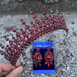 Abrienda Bordo Gelin Kına Tacı Özel Gün Aksesuar Kadın Taç Ve Üç Mekik Küpe Takımı-ABRİENDA-28 Abrienda Bordo Gelin Kına Tacı Özel Gün Aksesuar Kadın Taç Ve Üç Mekik Küpe Takımı-ABRİENDA-28