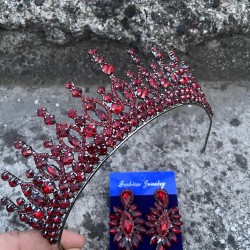 Abrienda Bordo Gelin Kına Tacı Özel Gün Aksesuar Kadın Taç Ve İnce Mekik Küpe Takımı-ABRİENDA-29 Abrienda Bordo Gelin Kına Tacı Özel Gün Aksesuar Kadın Taç Ve İnce Mekik Küpe Takımı-ABRİENDA-29