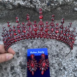 Abrienda Bordo Gelin Kına Tacı Özel Gün Aksesuar Kadın Taç Ve İnce Mekik Küpe Takımı-ABRİENDA-29 Abrienda Bordo Gelin Kına Tacı Özel Gün Aksesuar Kadın Taç Ve İnce Mekik Küpe Takımı-ABRİENDA-29