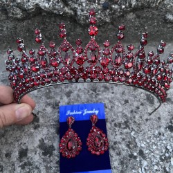 Abrienda Bordo Gelin Kına Tacı Özel Gün Aksesuar Kadın Taç Ve Damla Mekik Küpe Takımı-ABRİENDA-31 Abrienda Bordo Gelin Kına Tacı Özel Gün Aksesuar Kadın Taç Ve Damla Mekik Küpe Takımı-ABRİENDA-31