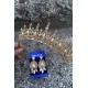 Abrienda Gold Gelin Kına Tacı Özel Gün Aksesuar Kadın Taç Ve Üç Mekik Küpe Takımı-ABRİENDA-32