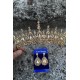 Abrienda Gold Gelin Kına Tacı Özel Gün Aksesuar Kadın Taç Ve Damla Mekik Küpe Takımı-ABRİENDA-34