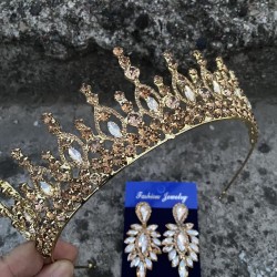 Abrienda Gold Gelin Kına Tacı Özel Gün Aksesuar Kadın Taç Ve İnce Mekik Küpe Takımı-ABRİENDA-35 Abrienda Gold Gelin Kına Tacı Özel Gün Aksesuar Kadın Taç Ve İnce Mekik Küpe Takımı-ABRİENDA-35