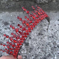 Abrienda Kırmızı Gelin Kına Tacı Özel Gün Aksesuar Kadın Taç Saç Aksesuarı-ABRİENDA-4 Abrienda Kırmızı Gelin Kına Tacı Özel Gün Aksesuar Kadın Taç Saç Aksesuarı-ABRİENDA-4