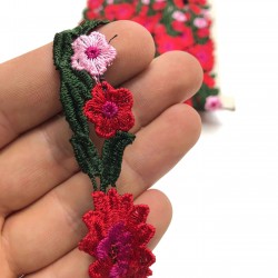 Çiçek Desenli Aplik Şerit 2 cm-AD-1007 Çiçek Desenli Aplik Şerit 2 cm-AD-1007