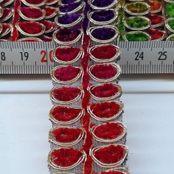 Damla Desenli Rengarenk Antik Şerit Güpür-AD-1009