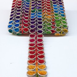 Damla Desenli Rengarenk Antik Şerit Güpür-AD-1009