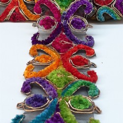 Kelebek Desenli Rengarenk Antik Şerit Güpür-AD-1016