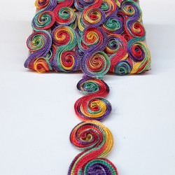 Sarmal Desenli Renkli Antik Şerit Güpür-AD-1019