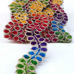 Rengarenk Papatya Desenli Antik Şerit Güpür-AD-1021