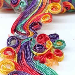 Su Yolu Desenli Renkli Antik Şerit Güpür-AD-1023