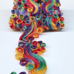 Su Yolu Desenli Renkli Antik Şerit Güpür-AD-1023