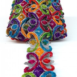 Rengarenk Kelebek Desenli Antik Şerit Güpür-AD-1024