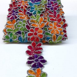 Yonca Desenli Rengarenk Antik Şerit Güpür-AD-1027