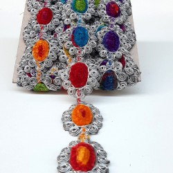 Rengarenk Oval Desenli Antik Şerit Güpür-AD-1028