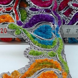 Gül Desenli Rengarenk Antik Şerit Güpür-AD-1030