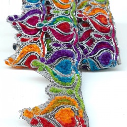 Gül Desenli Rengarenk Antik Şerit Güpür-AD-1030