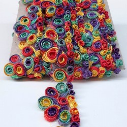 Rengarenk Küçük Sarmal Desenli Antik Şerit Güpür-AD-1031