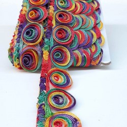 Kenar Sarmal Desenli Renkli Antik Şerit Güpür-AD-1032