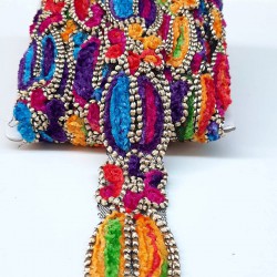 Renkli Yonca Desenli Antik Şerit Güpür-AD-1033