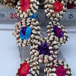 Rengarenk Motif Desenli Antik Şerit Güpür-AD-1034