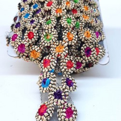 Rengarenk Motif Desenli Antik Şerit Güpür-AD-1034