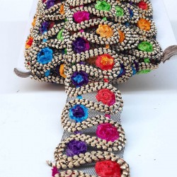 Örgü Motif Renkli Antik Şerit Güpür-AD-1036 Örgü Motif Renkli Antik Şerit Güpür-AD-1036