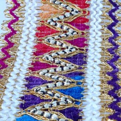 Çizgi Desenli Renkli Antik Şerit Güpür-AD-1038