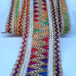 Çizgi Desenli Renkli Antik Şerit Güpür-AD-1038