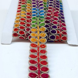 Damla Desenli Renkli Antik Şerit Güpür-AD-1042