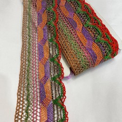 Rengarenk Simli Desenli Antik Dekoratif Şerit-AD-1043