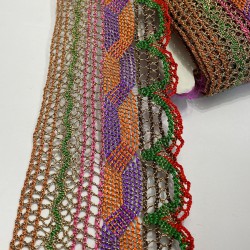 Rengarenk Simli Desenli Antik Dekoratif Şerit-AD-1043