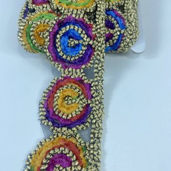 Yuvarlak Desenli Rengarenk Antik Desenli Şerit Dekoratif Süsleme-ADSERIT-1002