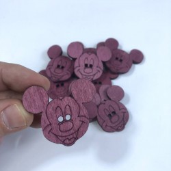 Mickey Mouse Mürdüm Renk Ahşap Süsleme 5 Adet-AHB-127