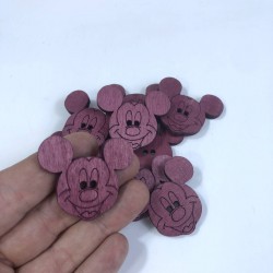 Mickey Mouse Mürdüm Renk Ahşap Süsleme 5 Adet-AHB-127