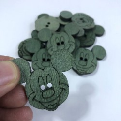 Mickey Mouse Motifli Yeşil Ahşap Süsleme 5 Adet-AHB-130
