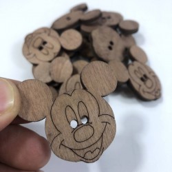 Mickey Mouse Motifli Doğal Ahşap Süsleme 5 Adet-AHB-132