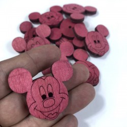 Mickey Mouse Motifli Pembe Ahşap Süsleme 5 Adet-AHB-133