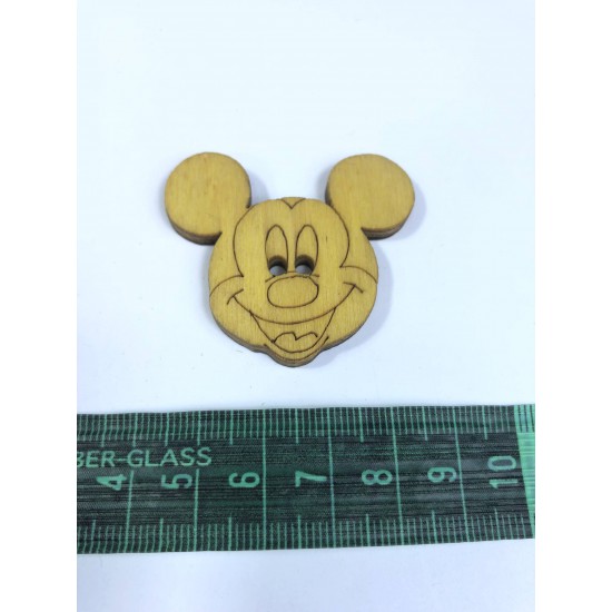 Mickey Mouse Motifli Sarı Ahşap Süsleme 5 Adet-AHB-134