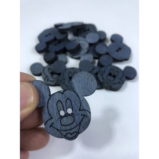 Mickey Mouse Motifli Mavi Ahşap Süsleme 5 Adet-AHB-135