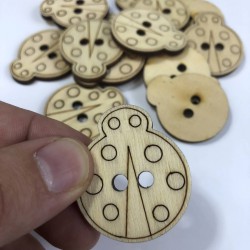 Uğur Böceği Motifli Doğal Ahşap Süsleme 5 Adet-AHB-139