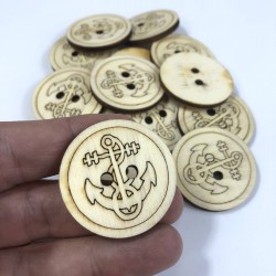 Çapa Motifli Doğal Ahşap Süsleme 5 Adet-AHB-140