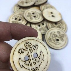 Çapa Motifli Doğal Ahşap Süsleme 5 Adet-AHB-140